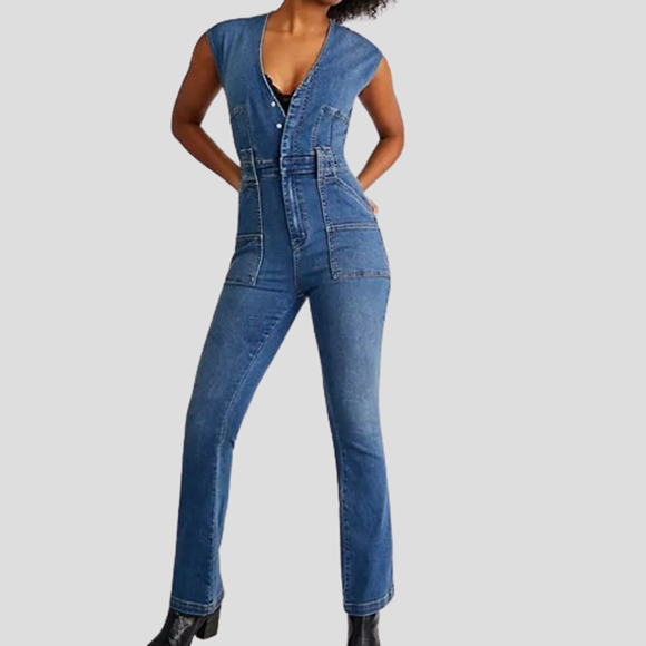 Free People Blue Denim Jumpsuit - Picture 3 of 11
